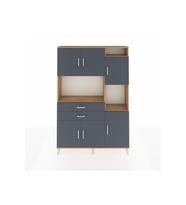 Arges Gardrop 9 Raflı 2 Çekmeceli 6 Kapaklı 132x30x195 Çam-Antrasit