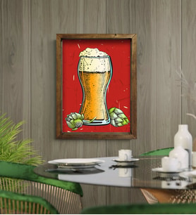 BK Gift Cafe & Bar & Restaurant Konseptli Doğal Masif Ahşap Çerçeveli Tablo-35