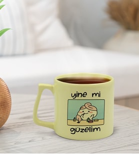 BK Gift Pastel Sarı Middle Kupa Bardak, Arkadaşa Hediye, Ev Hediyesi, Doğum Günü Hediyesi, Ofis Hediyesi-6