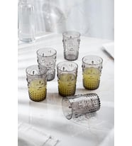 Akrilik Füme 6'Lı Kısa Bardak & Su Meşrubat Kahve Yanı Bardağı 400 Ml ( Cam Değildir )