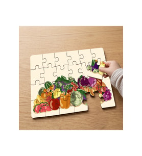 Sebzeler ve Meyveler Tasarımlı 24 Parça Ahşap Çocuk Puzzle MPK0575