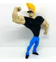 Johnny Bravo Figürü - 3D Baskı Cartoon Network Nostalji Heykeli - Retro Çizgi Film Karakteri Masa Dekoru