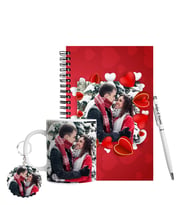 Sevgililer Gününe Özel Ahşap Defter Kalem Kupa & Süblimasyon Anahtarlık Hediye Seti