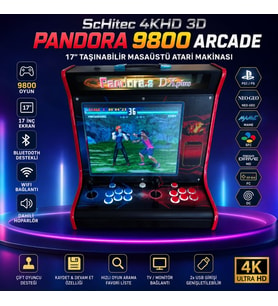 ScHitec 4KHD 3D Pandora 9800 Arcade Oyunlu Taşınabilir Pandora Masaüstü Kabinli 17inç Atari Makinası