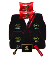 Opel 5'li Araba Paspas Seti & Kırmızı Oto Boyun Yastığı & Ayna Askısı & Opel Araç Oto Aksesuarı