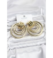 Pirinç Gold Renk Halka Model Vintage Kadın Küpe 5886 - HPSBYI1487-4068