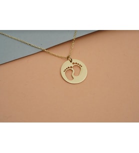 Altın Kaplama Bebek Ayağı  Gümüş Kolye