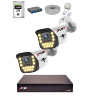 FURY 15 Warm LED Ip Güvenlik Kamera Seti 2 Kameralı Sesli 4mp Gece Renkli Su Geçirmez 1403s 320GB