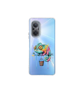 Huawei Nova 9 Se ile Uyumlu Splash Bukalemun Tasarımlı Şeffaf Silikon Kılıf