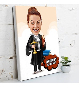 Kadın Avukat İçin Karikatürlü Kanvas Tablo