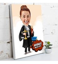 Kadın Avukat İçin Karikatürlü Kanvas Tablo
