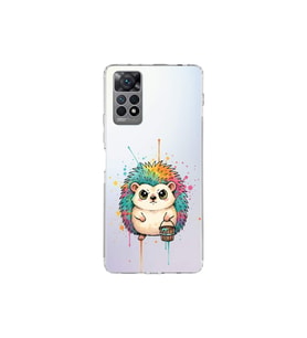 Redmi Note 11 Pro ile Uyumlu Splash Kirpi Tasarımlı Şeffaf Silikon Kılıf