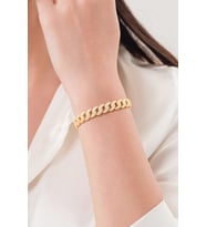 Gümüş 8.5 mm Gurmet Altın Gold Kaplama Beyaz Zirkon Taşlı Bileklik