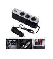 Çakmak Çoğaltıcı 12V 3 Lü USB Girişli (Düz Gri)