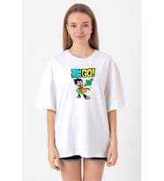 Teen Titans Go Robin Beyaz Kadın Oversize Tshirt