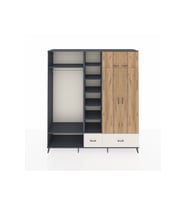 Hyperion Dolap 12 Raflı 2 Çekmeceli 2 Askılı 220x44x243 Antrasit-Çam/Aytaşı
