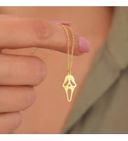 Kişiye Özel 925 Ayar Gümüş Çığlık Maske Kolye (Gold)