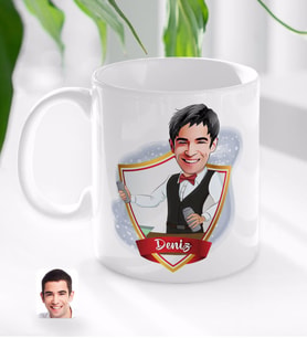 BK Gift Kişiye Özel İsimli Barmen Karikatürlü Beyaz Kupa Bardak-2
