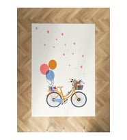 MEKTA HOME BEBEK VE ÇOCUK ODASI Bisikletli Balon Desenli Halı