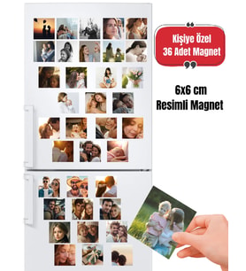 Kişiye Özel Fotoğraflı Buzdolabı Magneti - 36'lı Mega Set