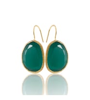 Kadir Jewellery 22 Ayar Altın Kaplama Fosil Taşlı Küpe -El İşçiliği Ve Hipoalerjenik Küpe