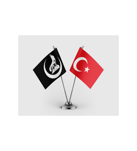 Bozkurt Siyah ve Türk Bayrağı İkili Saten Masa Bayrağı Takımı