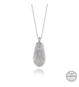 Swarovski Crystal Taşlı Drop Kesim Gümüş Kadın Kolye