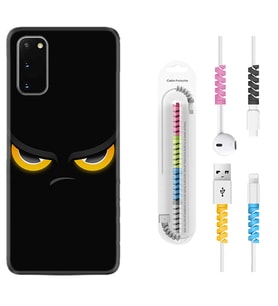 Samsung A02S A03S A10 A12 A13 A21S A22 Kılıf Kablo Koruma Spiral Silikon Black Eyes 1644