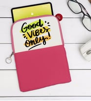 BK Gift Good Vibes Only Tasarımlı Taşınabilir Koruyucu Tablet Kılıfı & Organizer Çanta - Pembe-1
