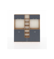 Arges Gardrop 14 Raflı 2 Çekmeceli 2 Askılı 220x30x243 Çam-Antrasit