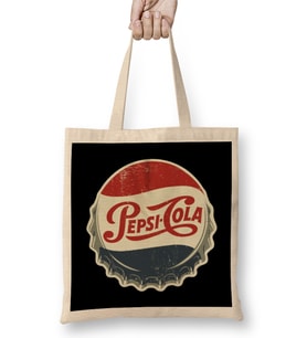 Pepsi Cola Vintage Bez Çanta Uzun Saplı
