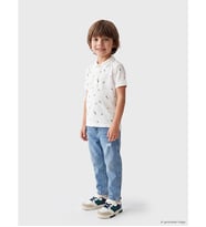 LCW Kids Bej Polo Yaka Desenli Erkek Çocuk Tişört