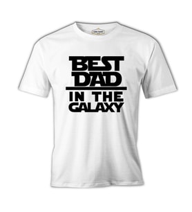 Best Dad in the Galaxy Beyaz Erkek Tshirt
