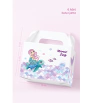 Deniz Kızı Teması Kutu Çanta Postacı 14x17 cm *6'lı Paket