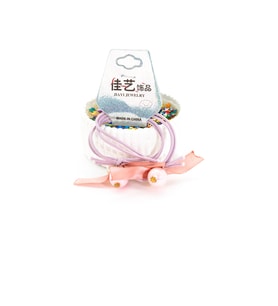 Biem İncili Lastik Toka Pembe