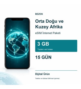 Orta Doğu ve Kuzey Afrika eSIM İnternet Paketi 3 GB 15 Gün