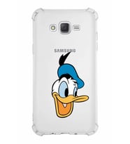 Samsung Galaxy J7  Köşe Korumalı Antişok Kapak Donald Duck Tasarımlı Şeffaf  Kılıf