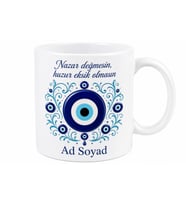 Nazar Boncuğu Motifli Kötü Enerji Uzaklaştıran Özel Tasarım Hediye Kupa Bardak