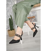 Nesil Shoes Fls 660 Siyah Hasır 9cm Topuklu Kadın Sandalet