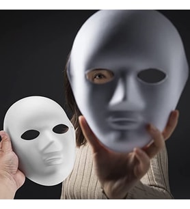 Beyaz Renk Boyanabilir Anonim Tam Yüz Cosplay Maske 24x18 cm