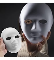 Beyaz Renk Boyanabilir Anonim Tam Yüz Cosplay Maske 24x18 cm