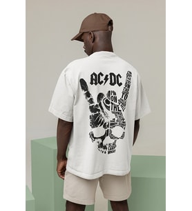 Unisex Ac Dc Rock Grubu Baskılı Tişört, Oversize Metal Müzik Grubu Tişört