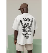 Unisex Ac Dc Rock Grubu Baskılı Tişört, Oversize Metal Müzik Grubu Tişört
