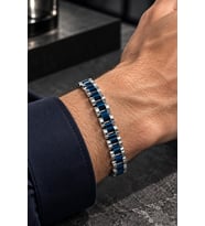 Valmont 19,5 cm Mavi/Metalik İki Renkli Erkek Çelik Bileklik