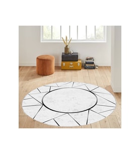 Eliana Home Baskılı, Yıkanabilir Kaymaz Taban Yuvarlak Halı LNA7002 120x120 cm (Gri)
