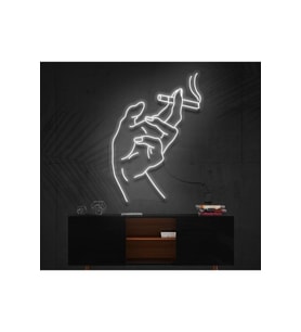 El ve Sigara Figürlü Dekoratif Neon Tabela