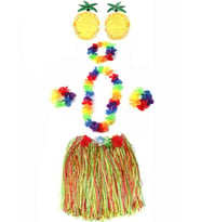 Luau Aloha Hawaii Etek Ananas Şekilli Gözlük Hawaii Kolye Renkli Taç ve 2 Adet Bileklik Seti