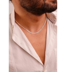 Gurmet Erkek Çelik Zincir Kolye 4mm Gümüş