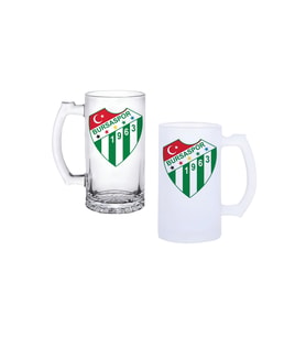 Ghostbastır Design Bursaspor Kulplu Bira Bardağı Buzlu veya Şeffaf Seçenekli 046