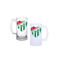 Ghostbastır Design Bursaspor Kulplu Bira Bardağı Buzlu veya Şeffaf Seçenekli 046